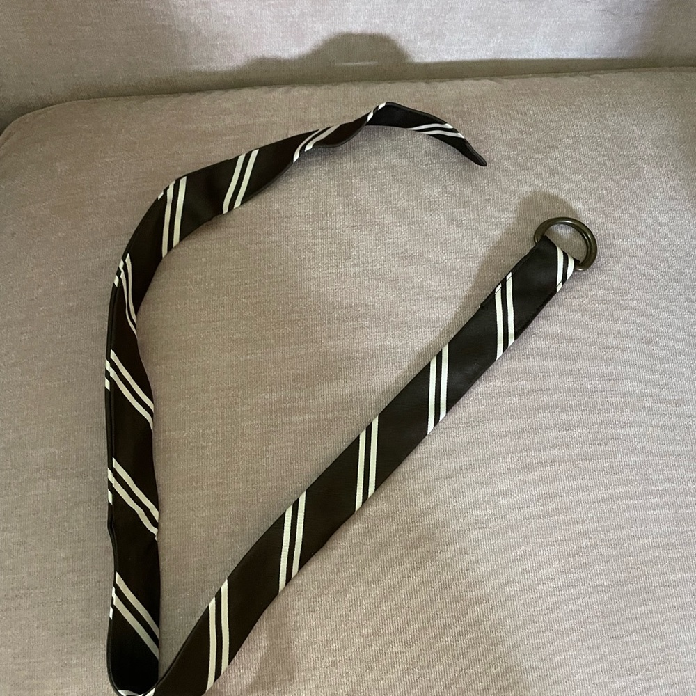 J Crew brand brown and cream striped belt, size S/M